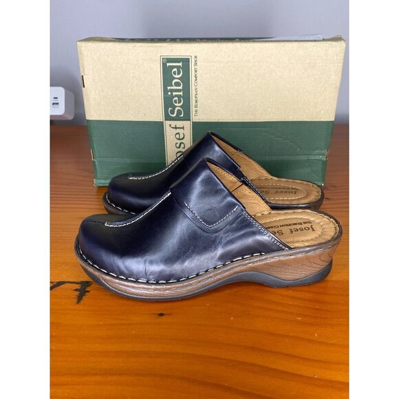 Josef Seibel Womens Carole Black Leather Mule Size 6 EU 37 - Picture 4 of 8